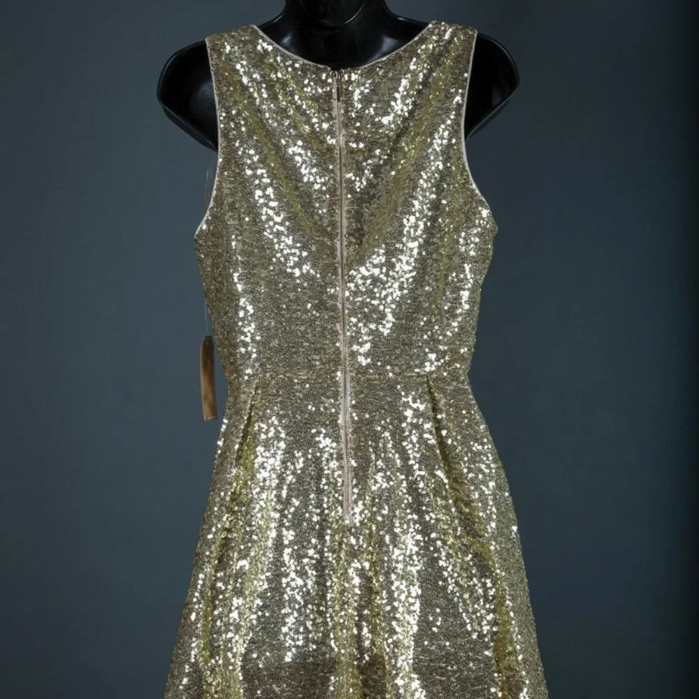 SOLD - Short Gold Sequin Evening Party Cocktail Pageant Dress NWT ~ M - Picture 7 of 17
